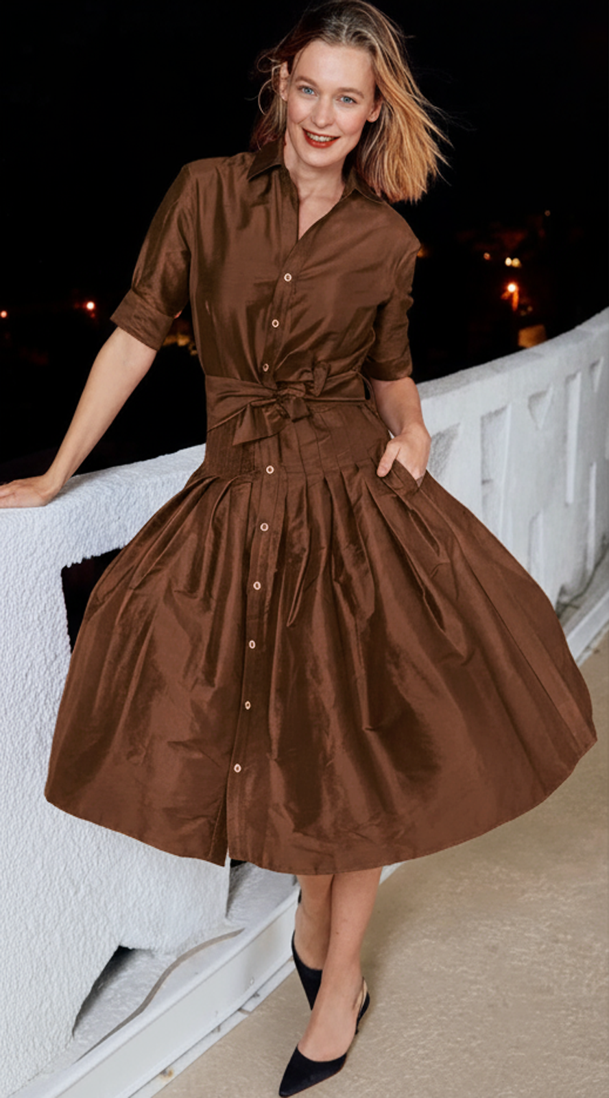 Mrs Maisel Chocolate Silk Dress – Dizzy-Lizzie