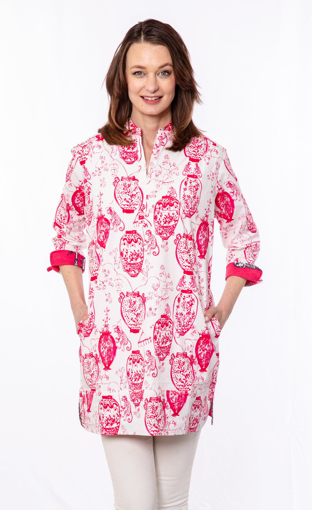 Vail Tunic Pink White Chinoiserie