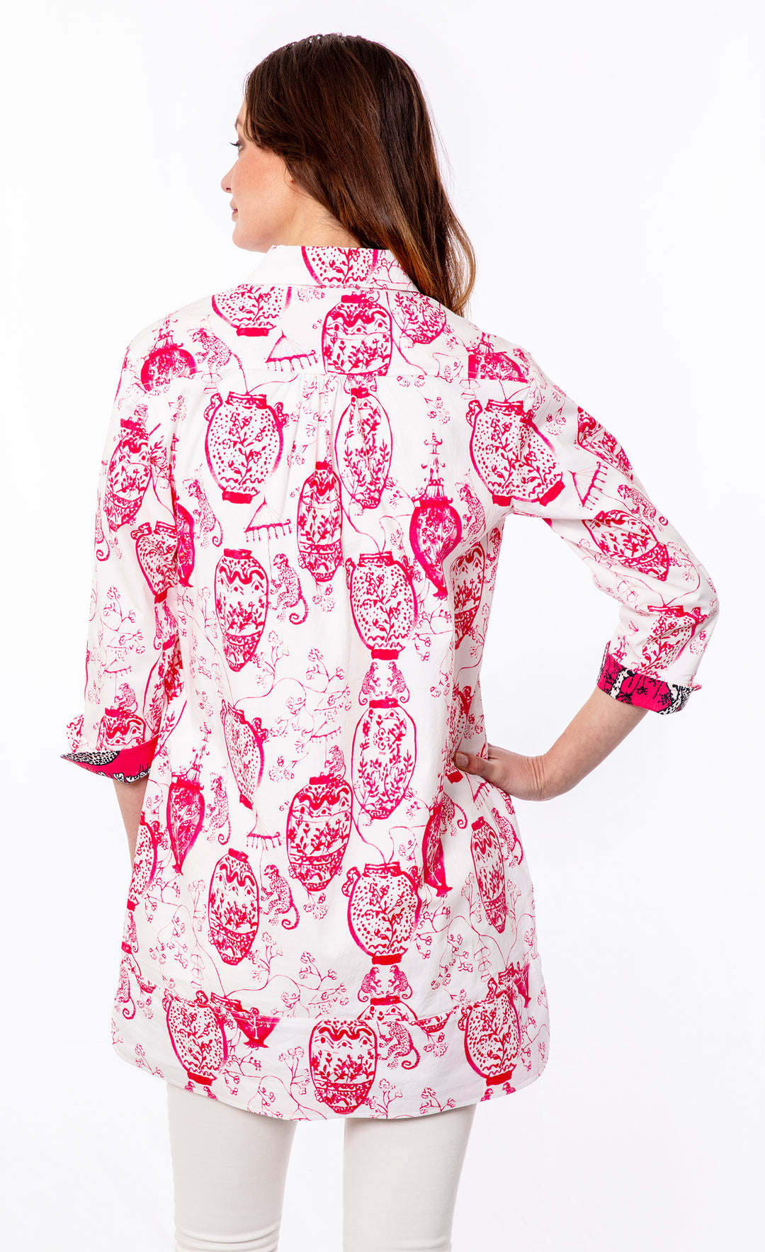 Vail Tunic Pink White Chinoiserie