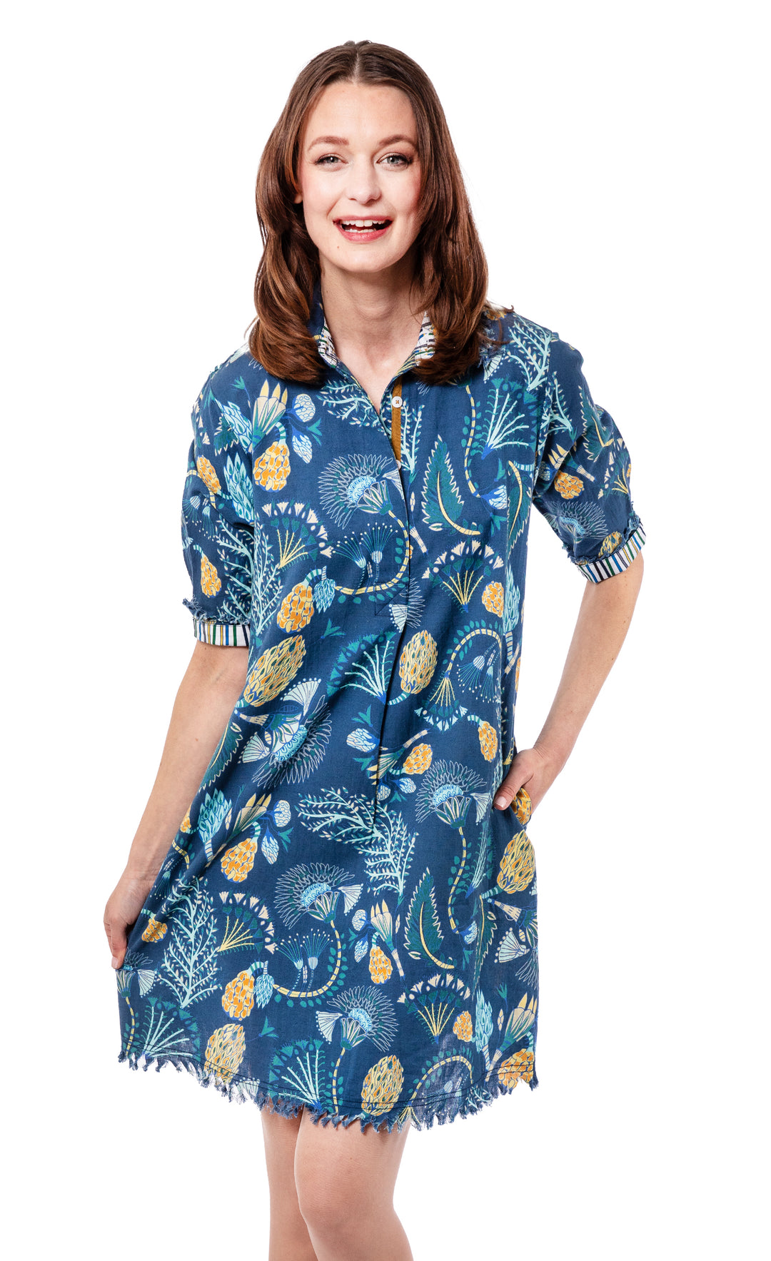 Chatham Dress Blue Underwater Print