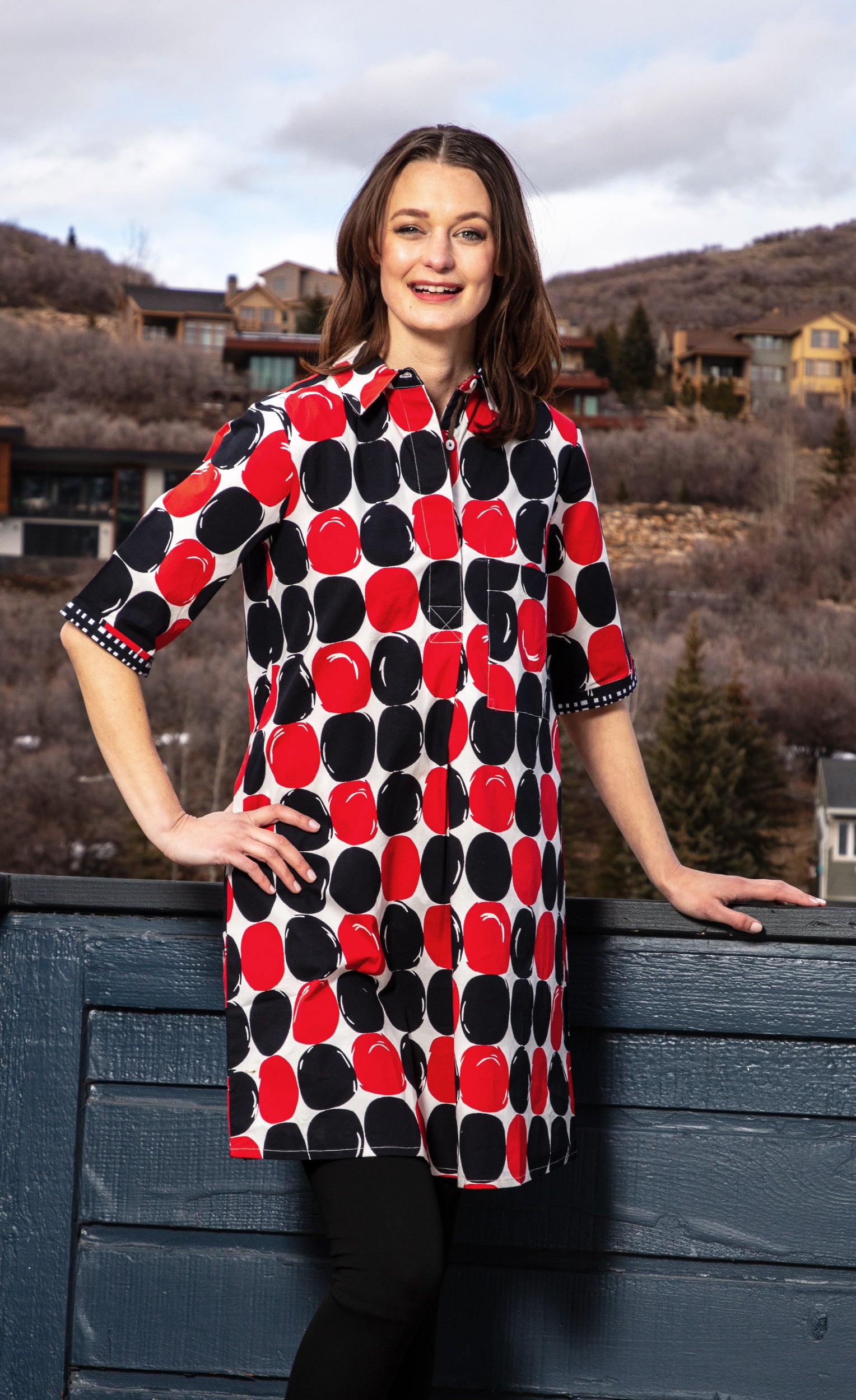 Monterey Dress Red Black Big Dot XS