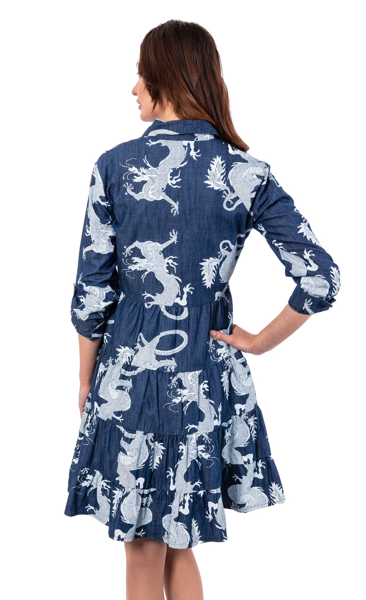 Delray Dress Denim Dragon