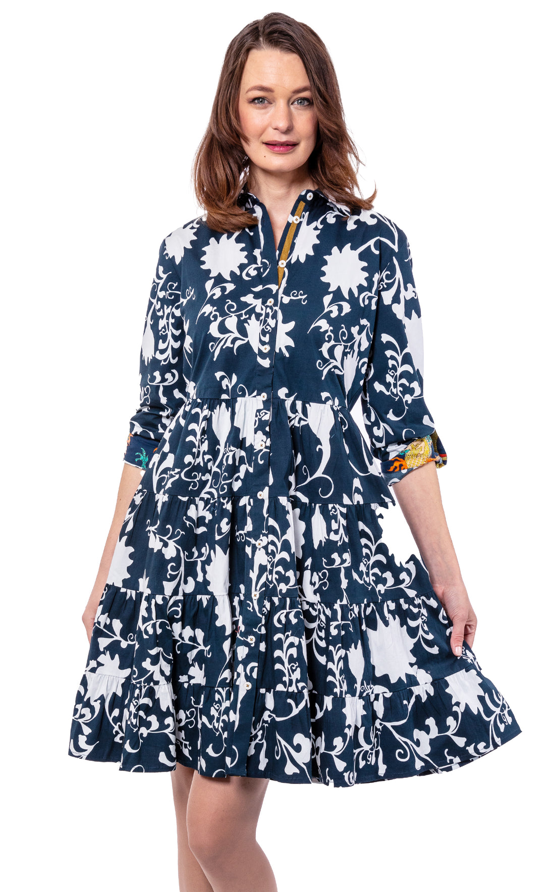 Delray Dress Navy White Silhouette Floral