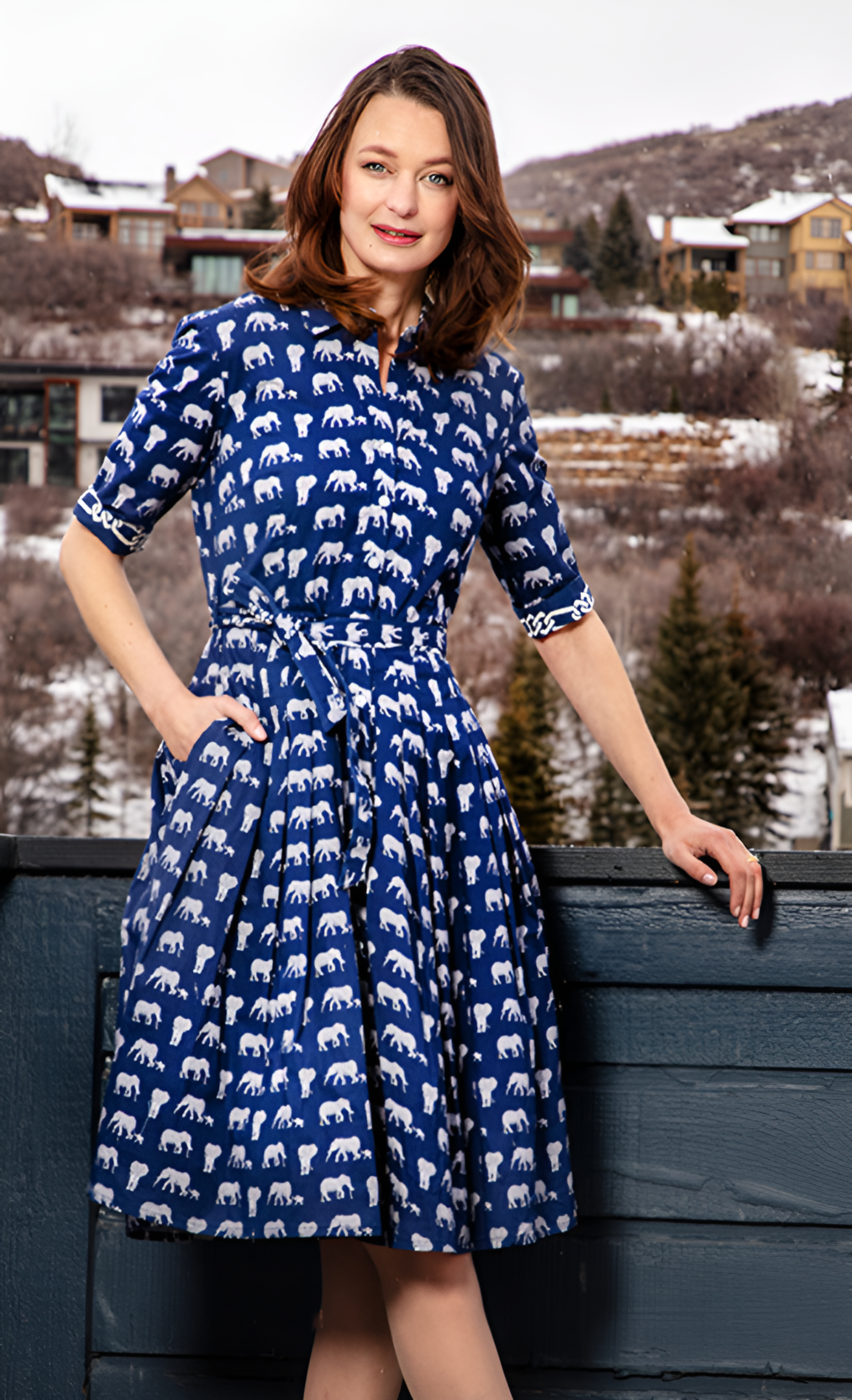 Mrs. Maisel Navy with Baby Elephants – Dizzy-Lizzie
