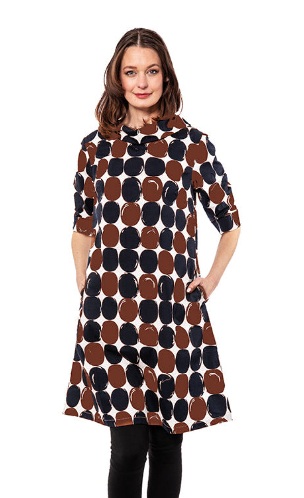 Audrey Retro Dress Chocolate and Black Dots