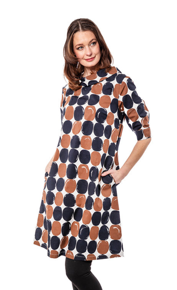 Audrey Retro Dress Chocolate and Black Dots
