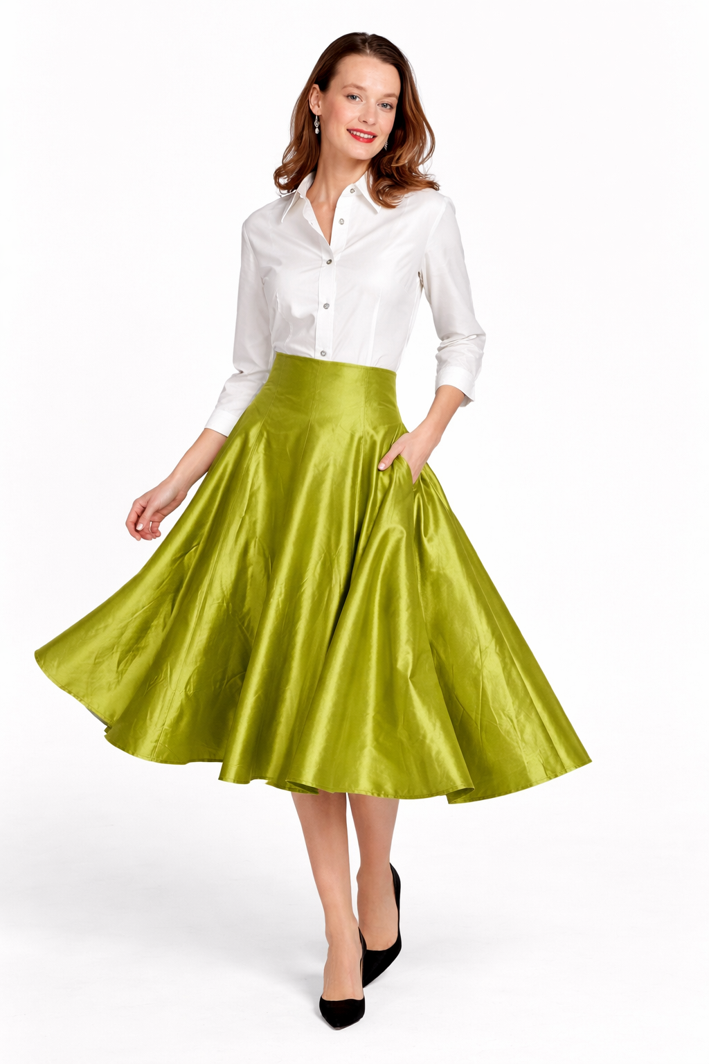 スカート mame Silk Hemp High Waist Skirt maeve-midlength-drawstring-