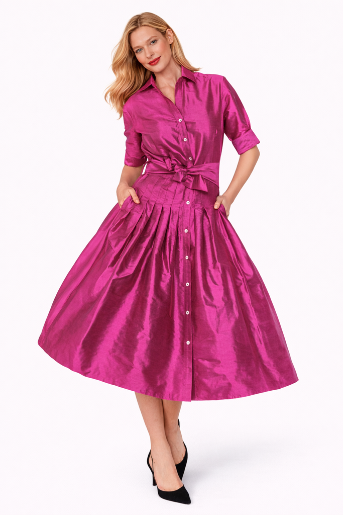 トップス FOLL 2026ss dry silk summer couchin Mrs Maisel Fuchsia Silk – Dizzy-Lizzie