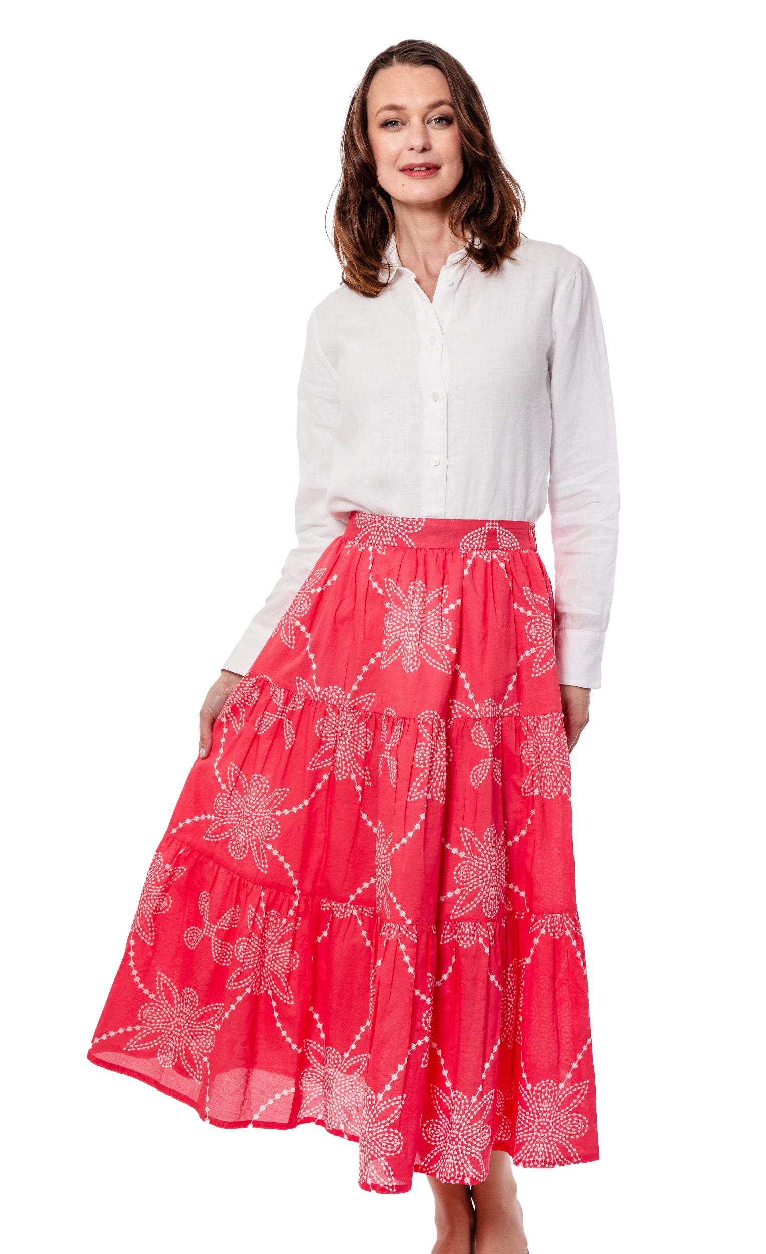 Woodstock Skirt Pink White Print – Dizzy-Lizzie