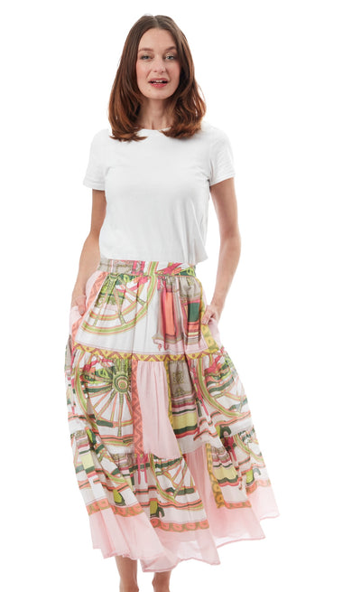 Woodstock Skirt Pink Wheel Print XS / 3000-R1612