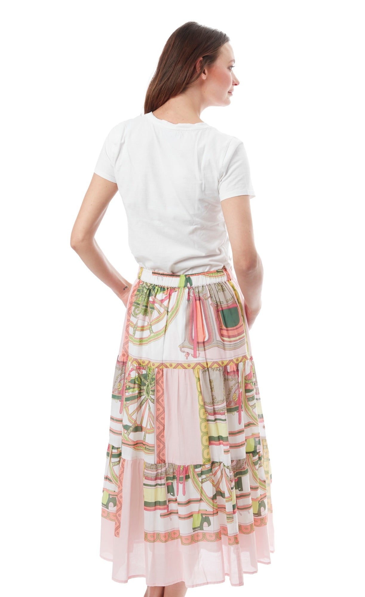 Woodstock Skirt Pink Wheel Print XS / 3000-R1612