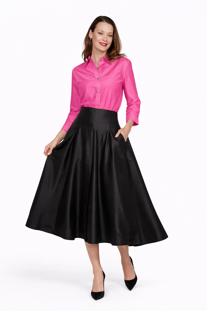 3/4 Sleeve Silk Fuchsia Blouse