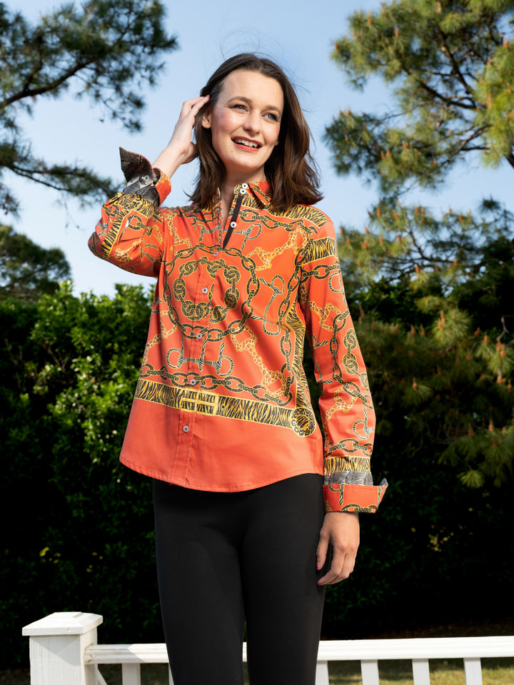 Rome Shirt Orange Belt Print