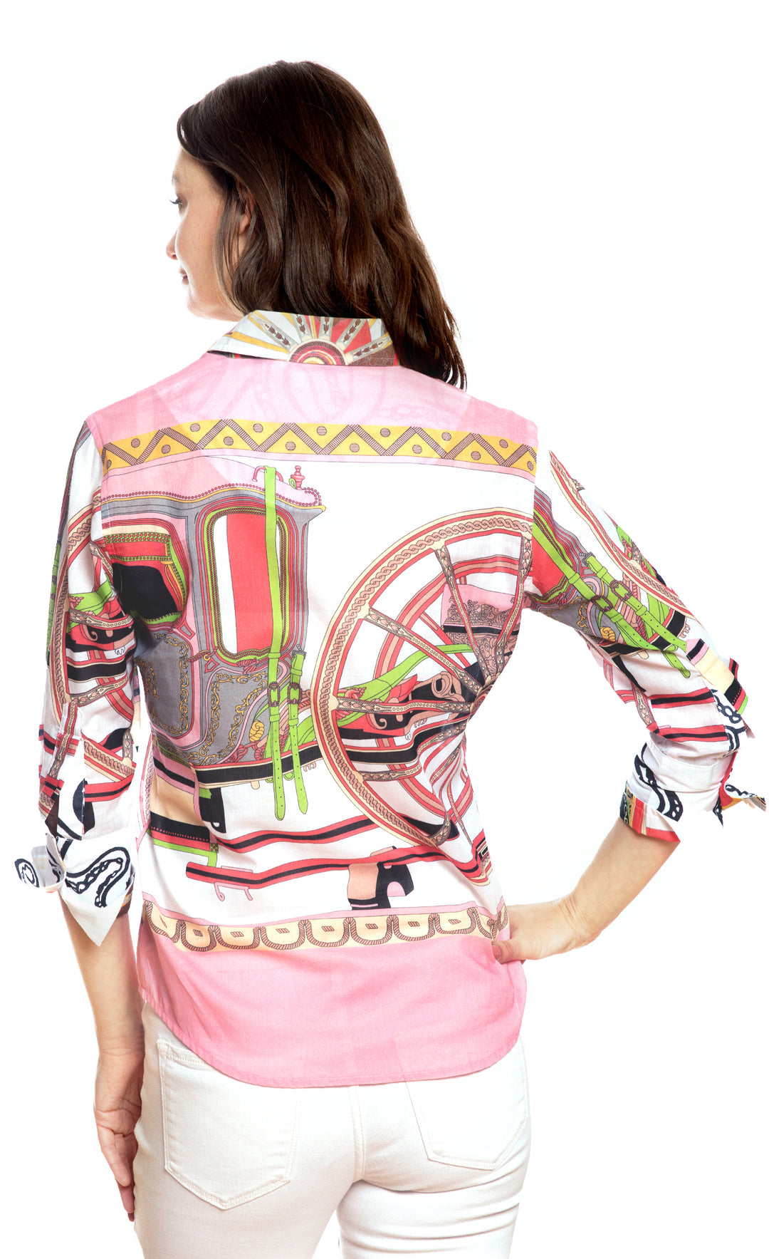 3/4 Sleeve Blouse Pink Coach Print