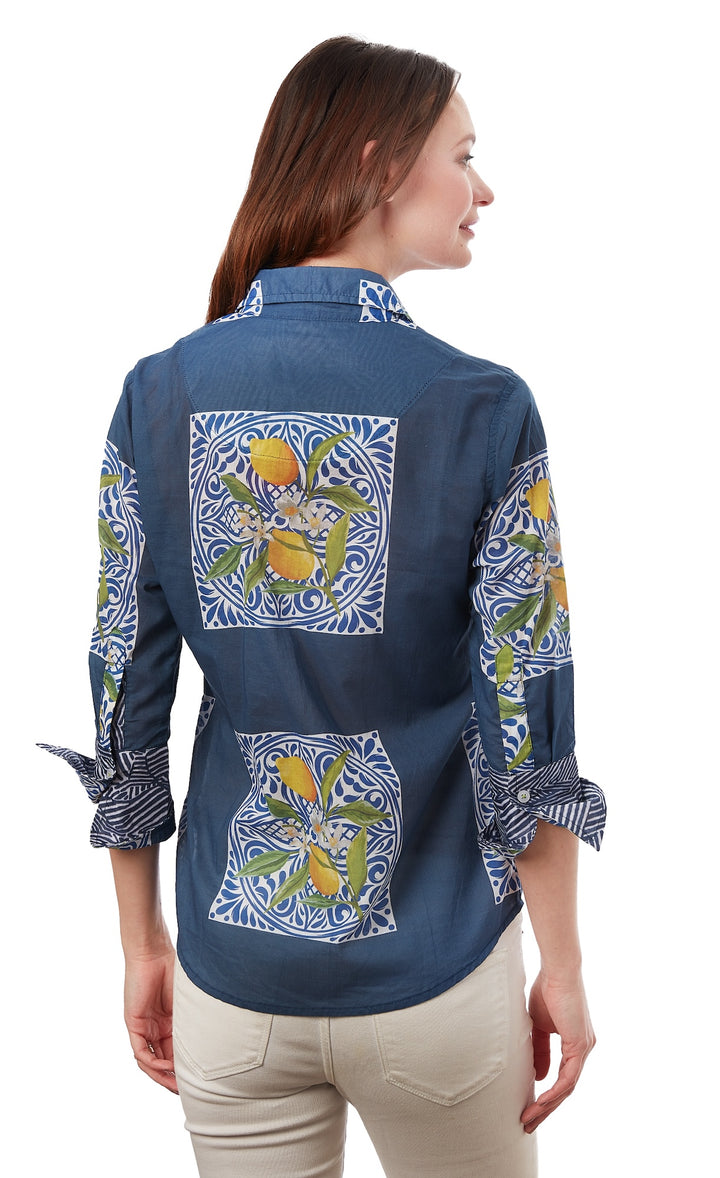 Rome 3/4 Sleeve Lemons Print XS / 4023-R818