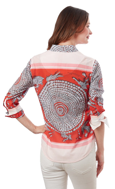 Rome 3/4 Sleeve Coral Print XS / 4023-R832