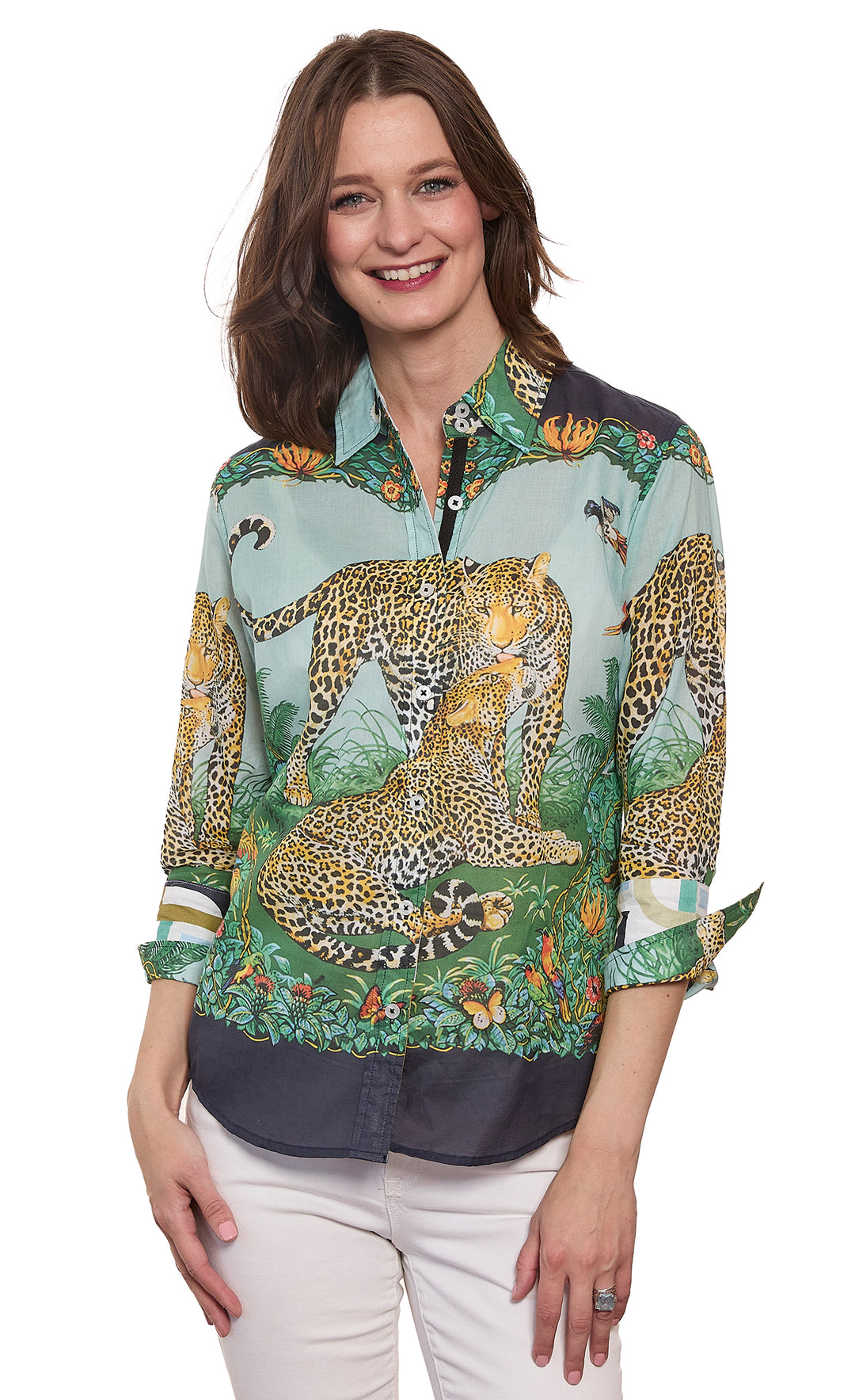 3/4 Sleeve Rome Shirt Safari Print