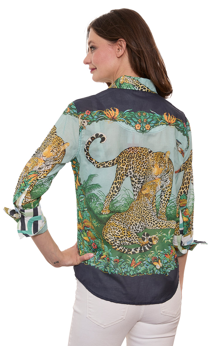 3/4 Sleeve Rome Shirt Safari Print