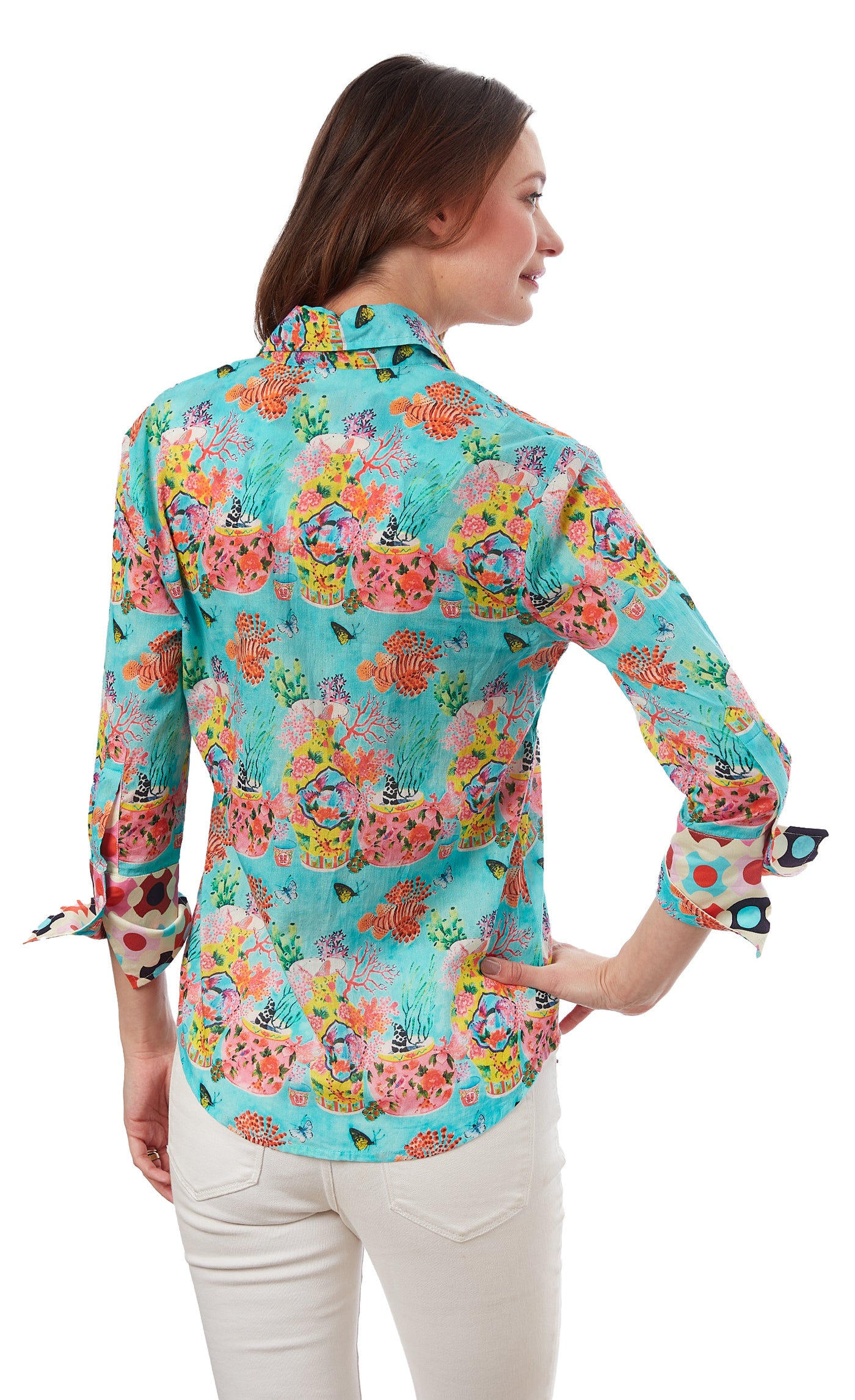 3/4 Sleeve Rome Shirt, Floral Dragon XS / 4023-S725-XS