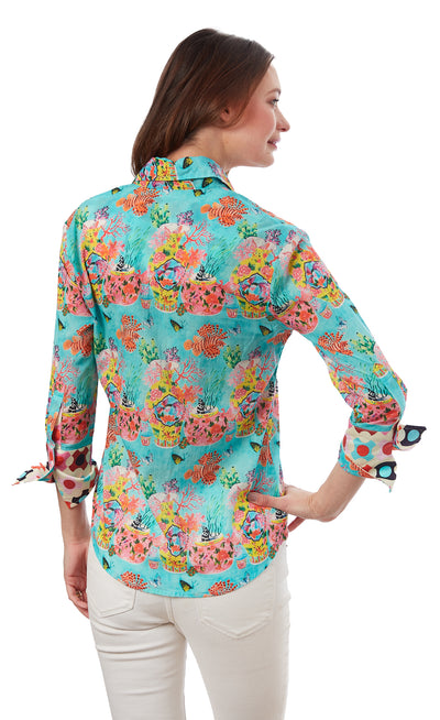 3/4 Sleeve Rome Shirt, Floral Dragon XS / 4023-S725-XS