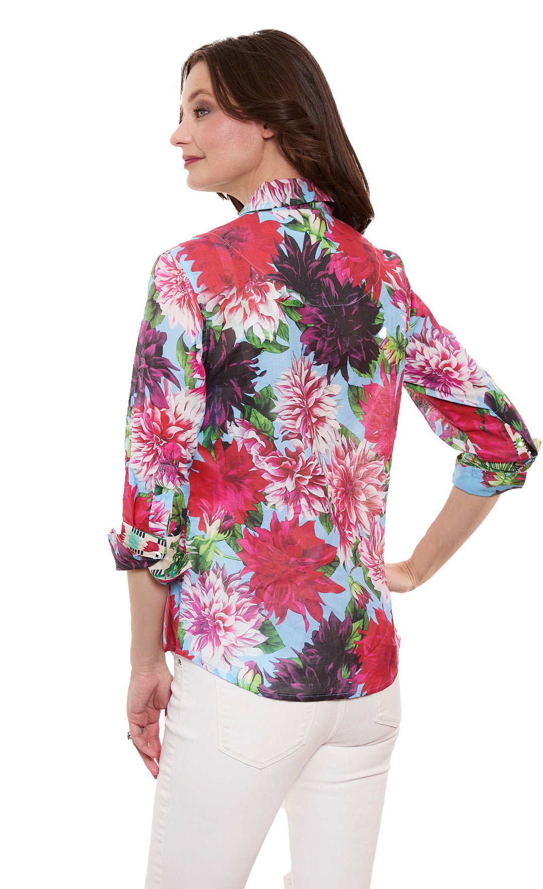 3/4 Sleeve Rome Voile Dahlias