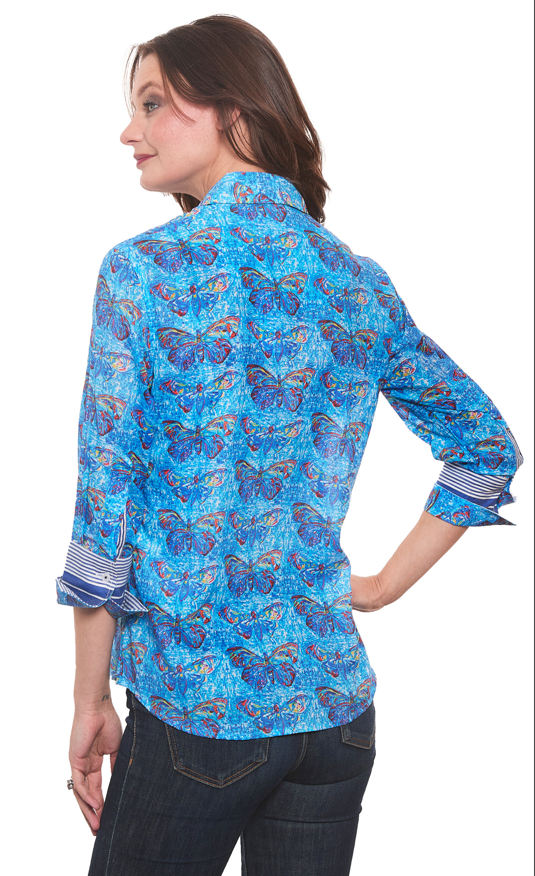 3/4 Sleeve Rome Voile Blue with Butterflies