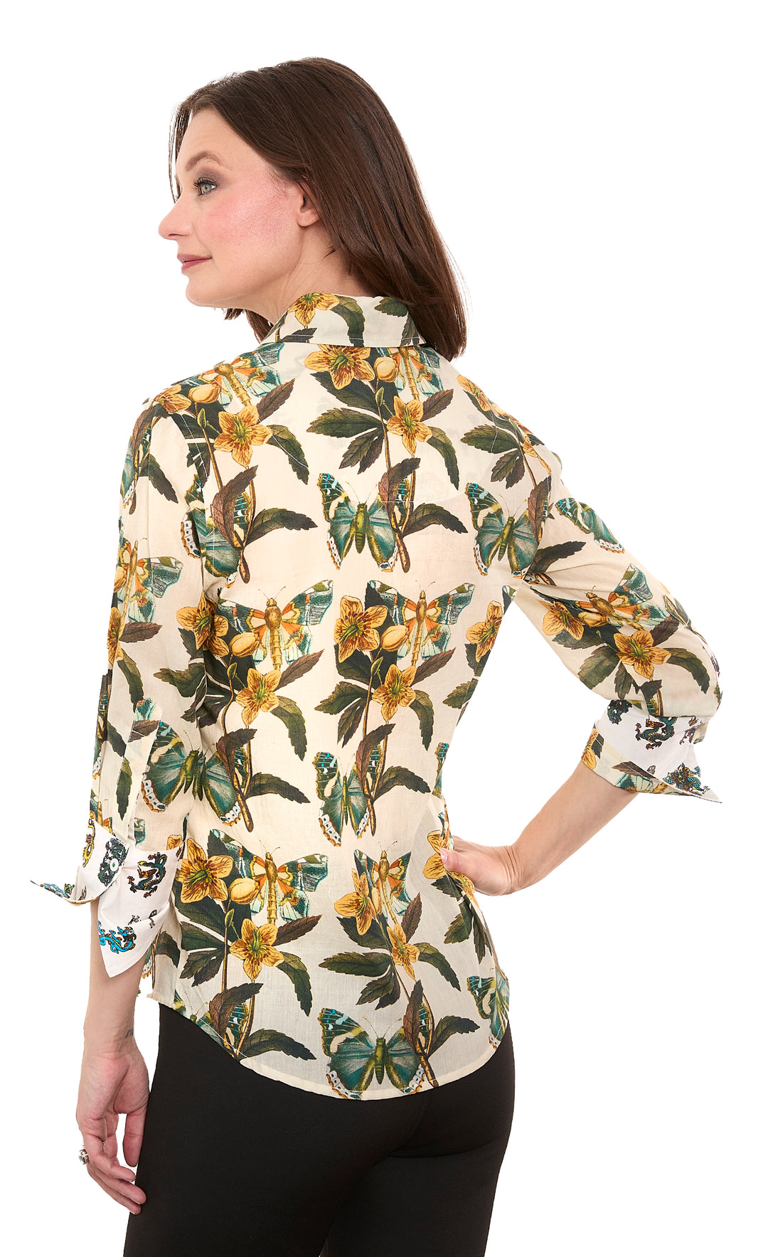 3/4 Sleeve Rome Shirt Butterfly Print