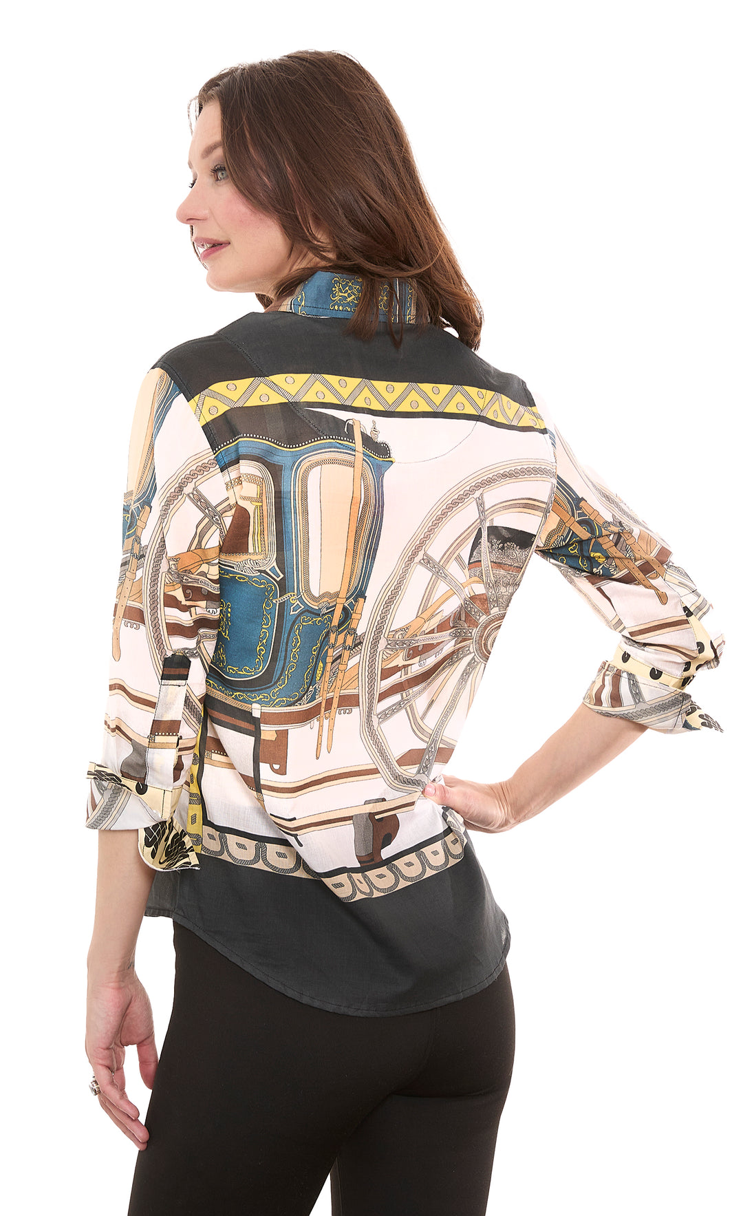Rome Shirt with 3/4 Sleeves Black Coach Print