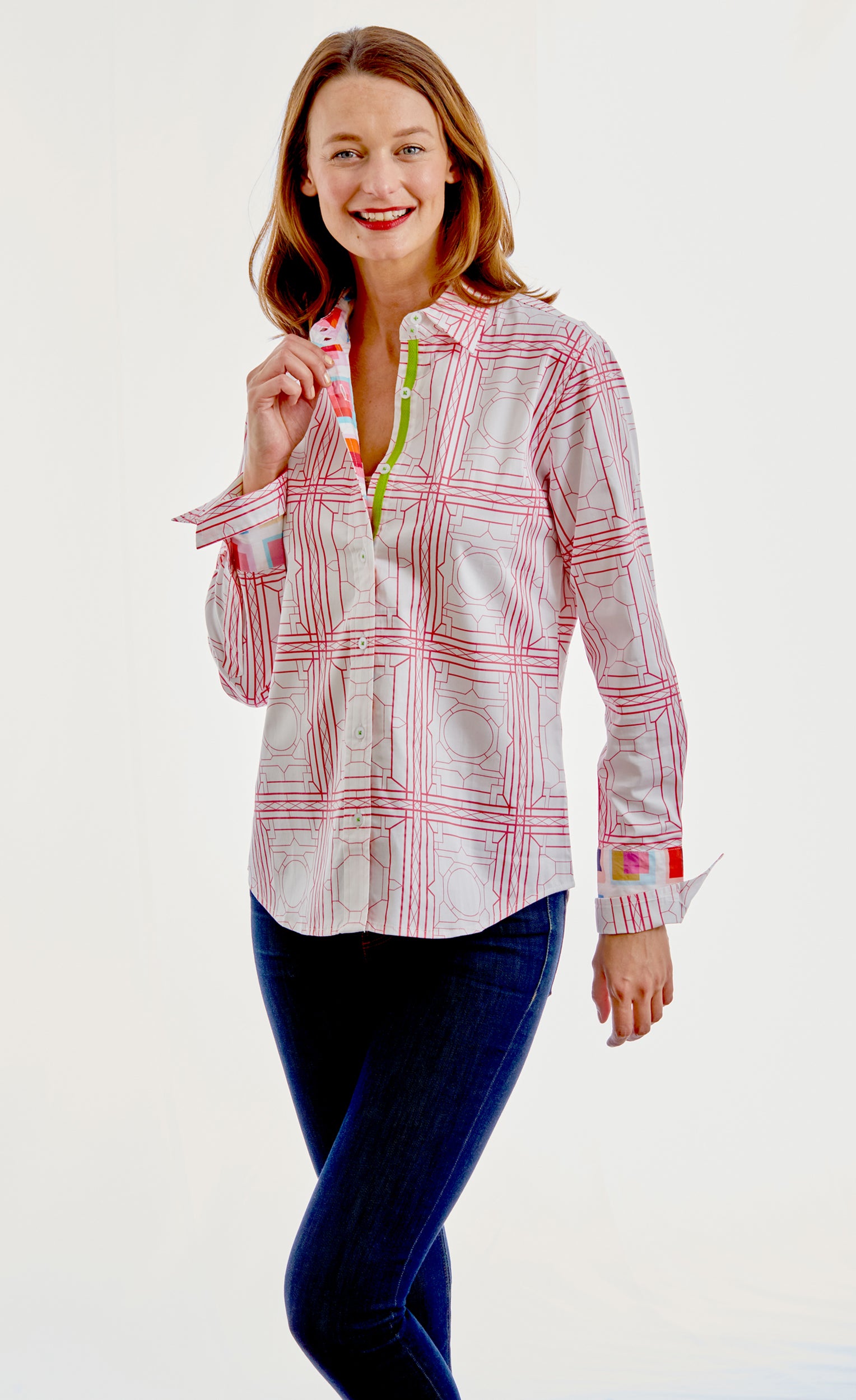 Rome Shirt Pink White Geo – Dizzy-Lizzie