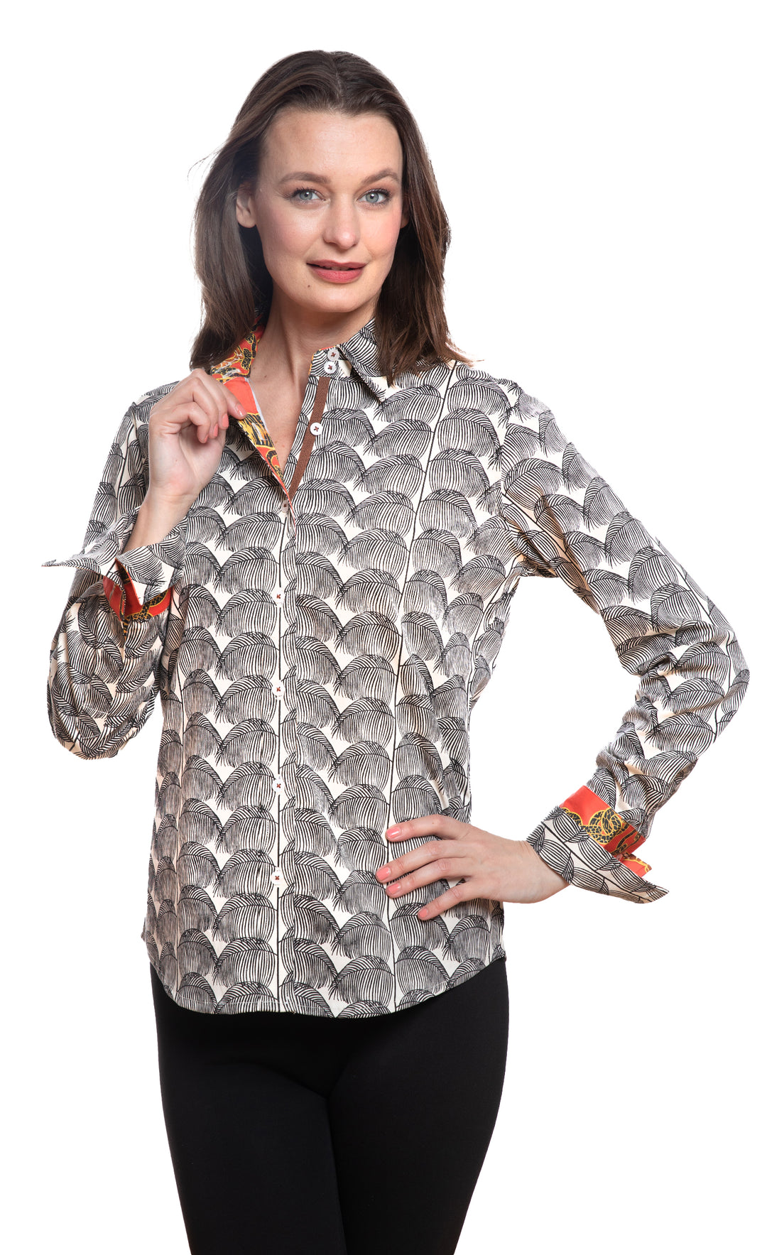 Rome Shirt Black and White Palm Fronds