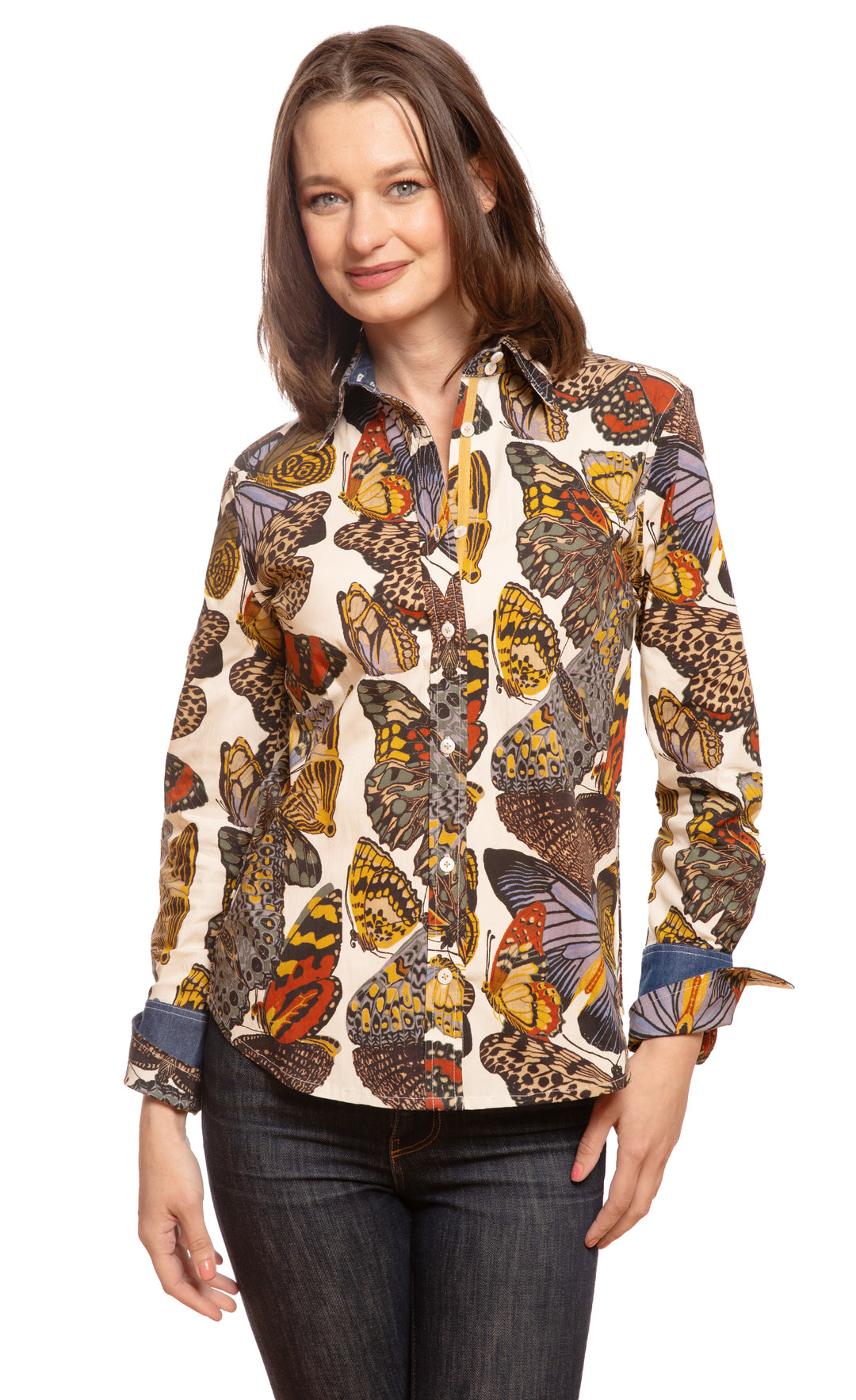 Rome Shirt White Gound Butterfly Print