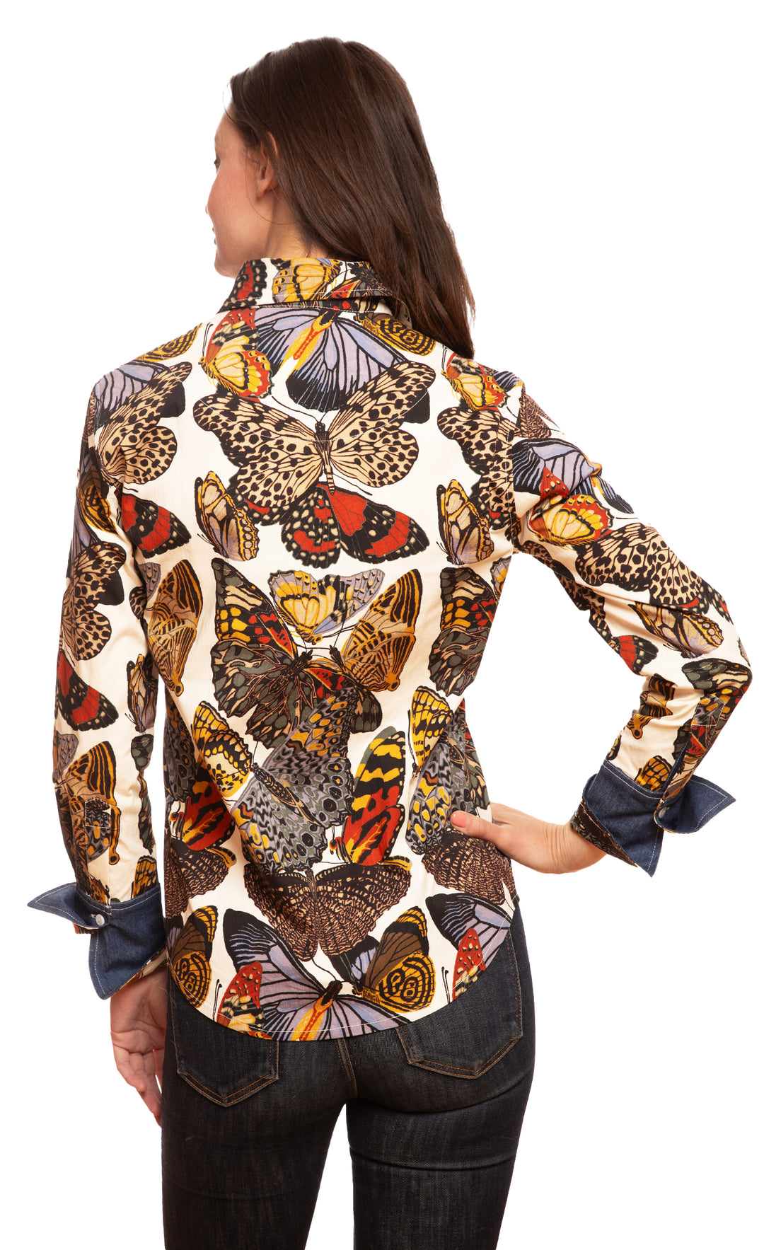 Rome Shirt White Gound Butterfly Print