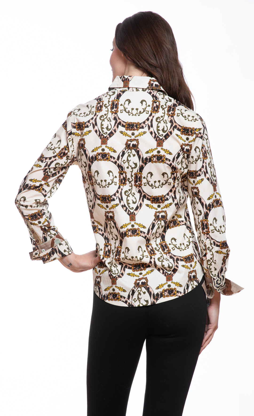 Rome Shirt Ivory Ground with Cheetah Belts