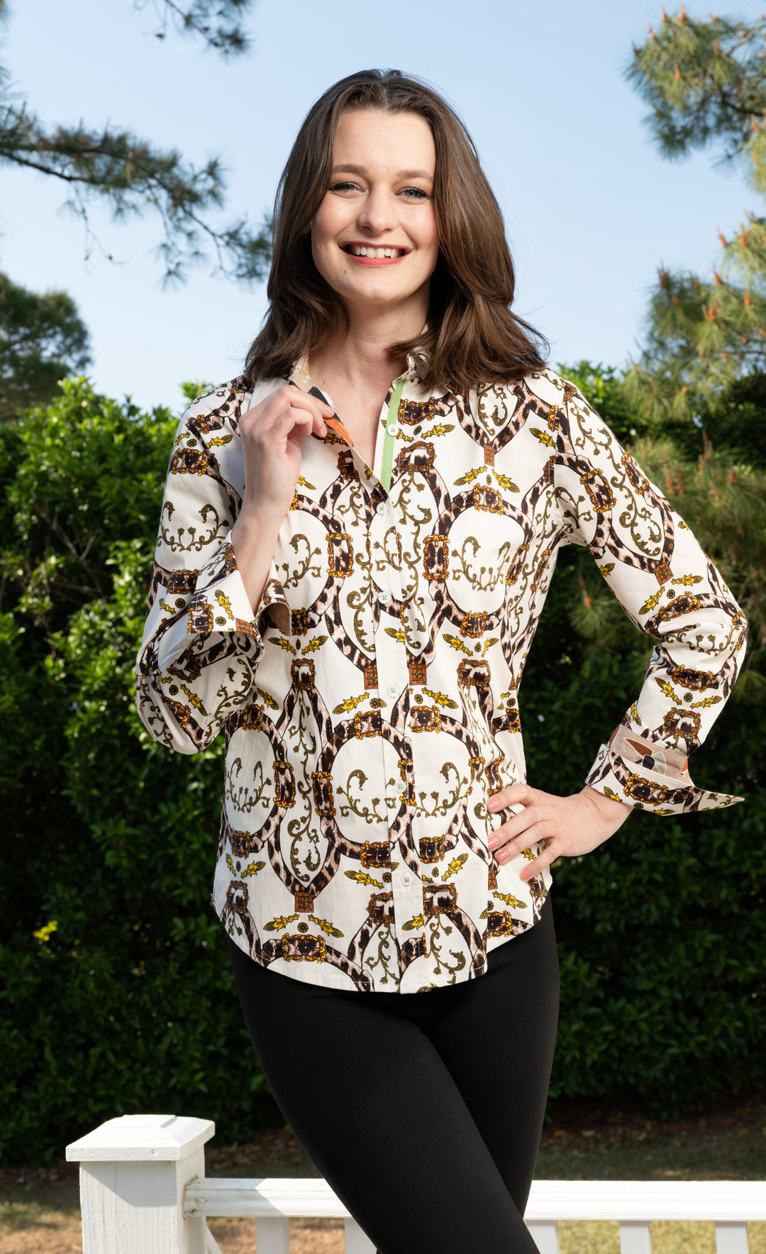 Rome Shirt Ivory Ground with Cheetah Belts