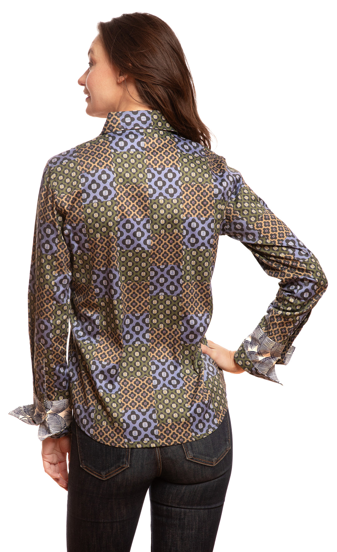 Rome Shirt Navy Patchwork Foulard Print