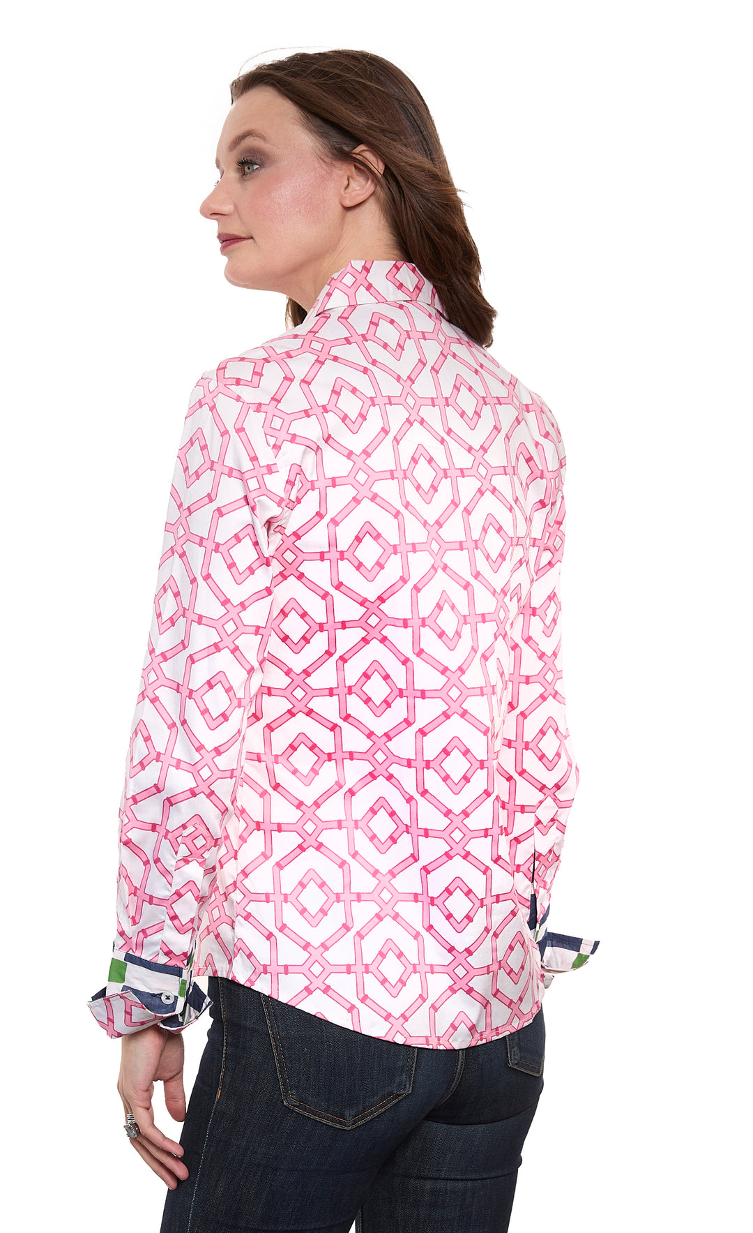 Rome Shirt Fuchsia White Geo