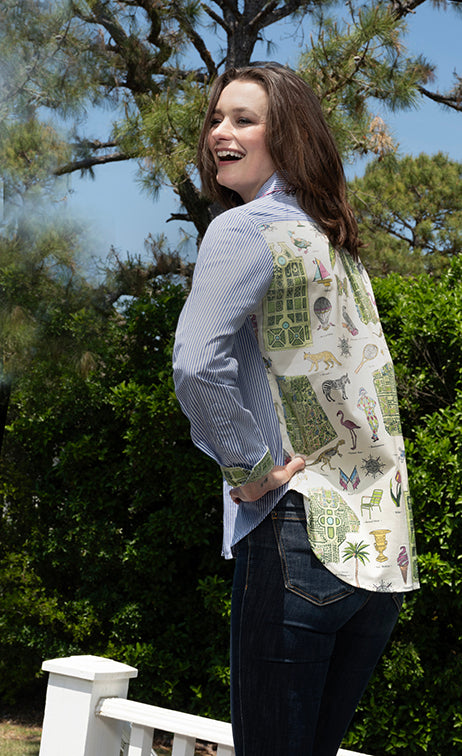 Chesapeake Top Striped Front with Paris Map On Back XS