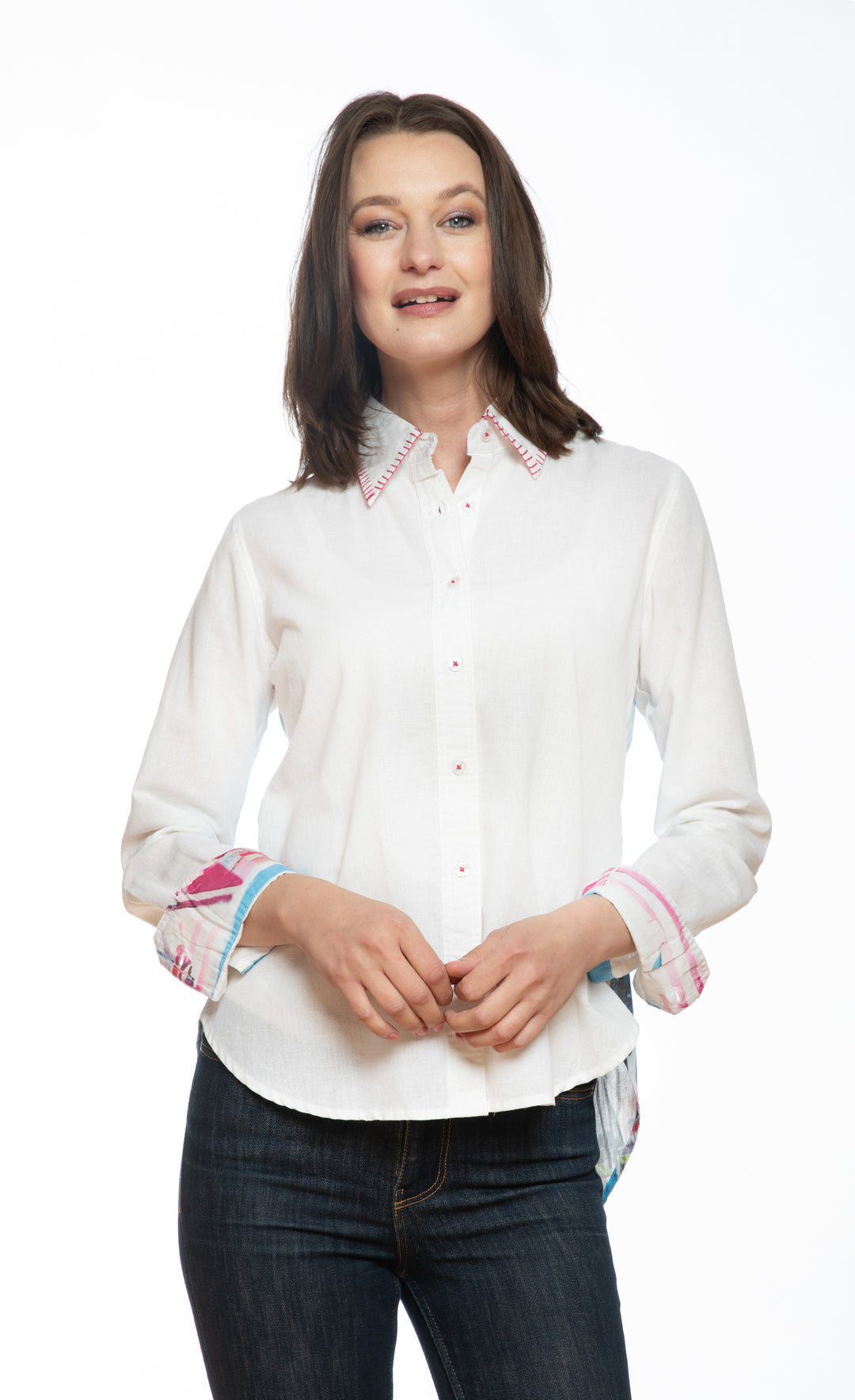 Chesapeake White Top with St Tropez Print on the Back