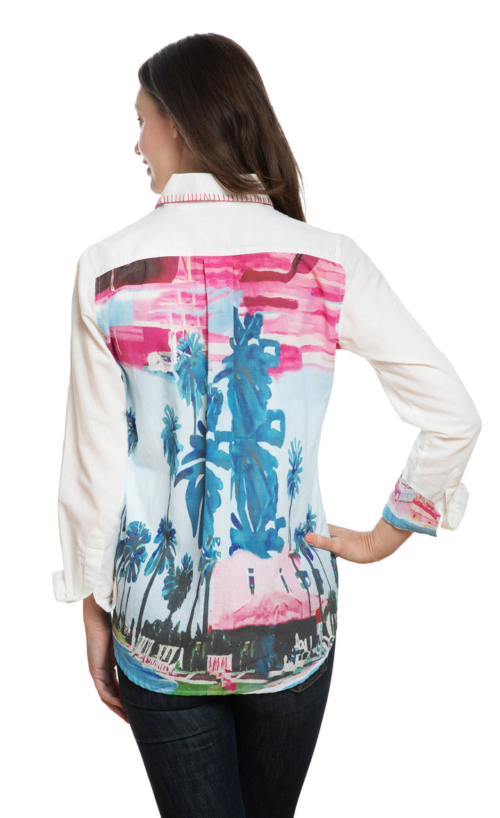 Chesapeake White Top with St Tropez Print on the Back