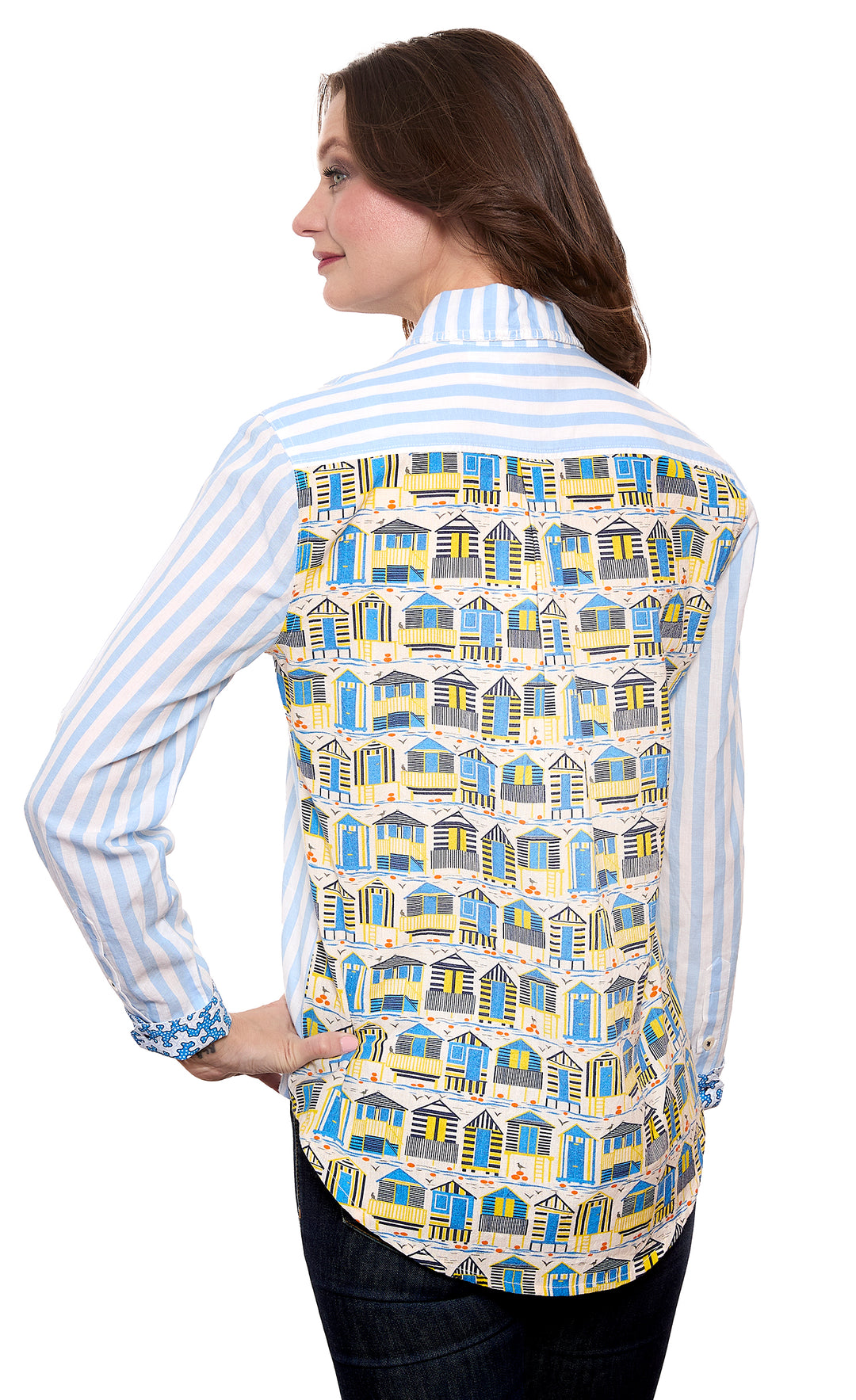 Chesapeake Hi-lo Top, Stripes On The Front, Cabanas On The Back