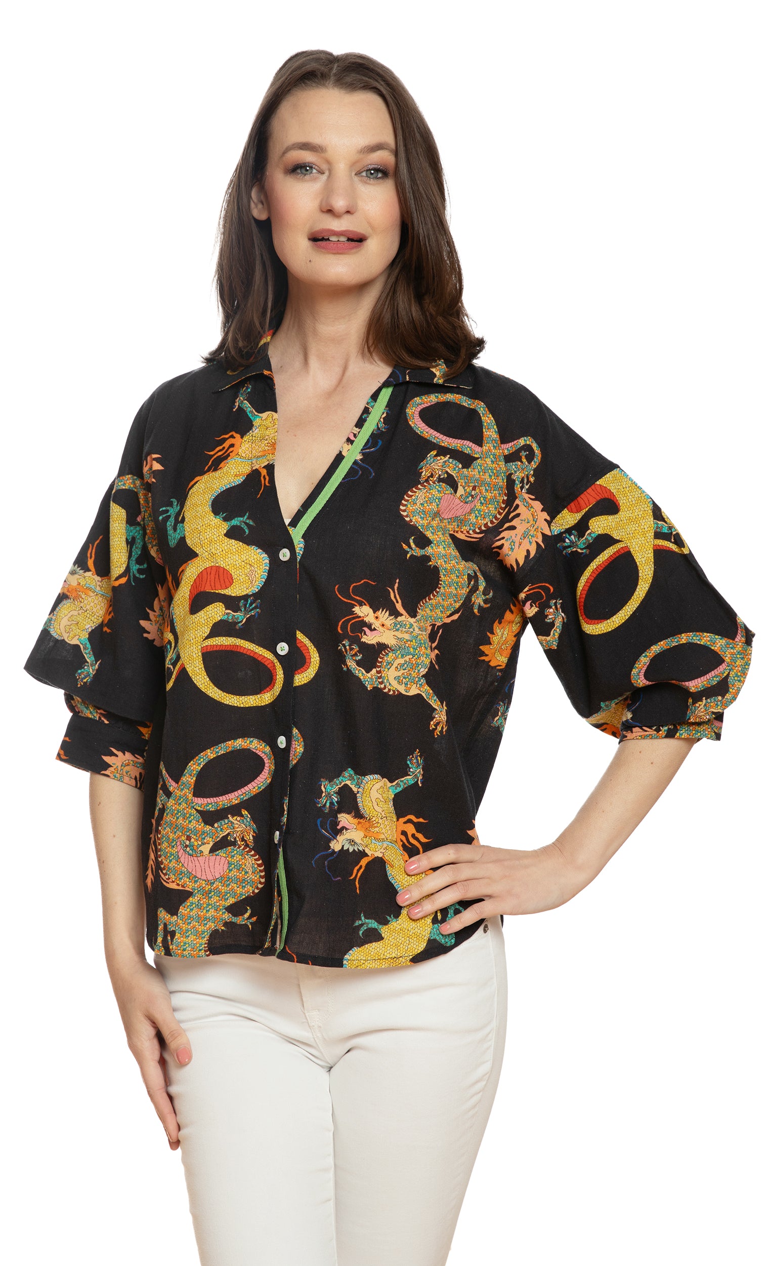 Milano Top Black Dragon Print – Dizzy-Lizzie