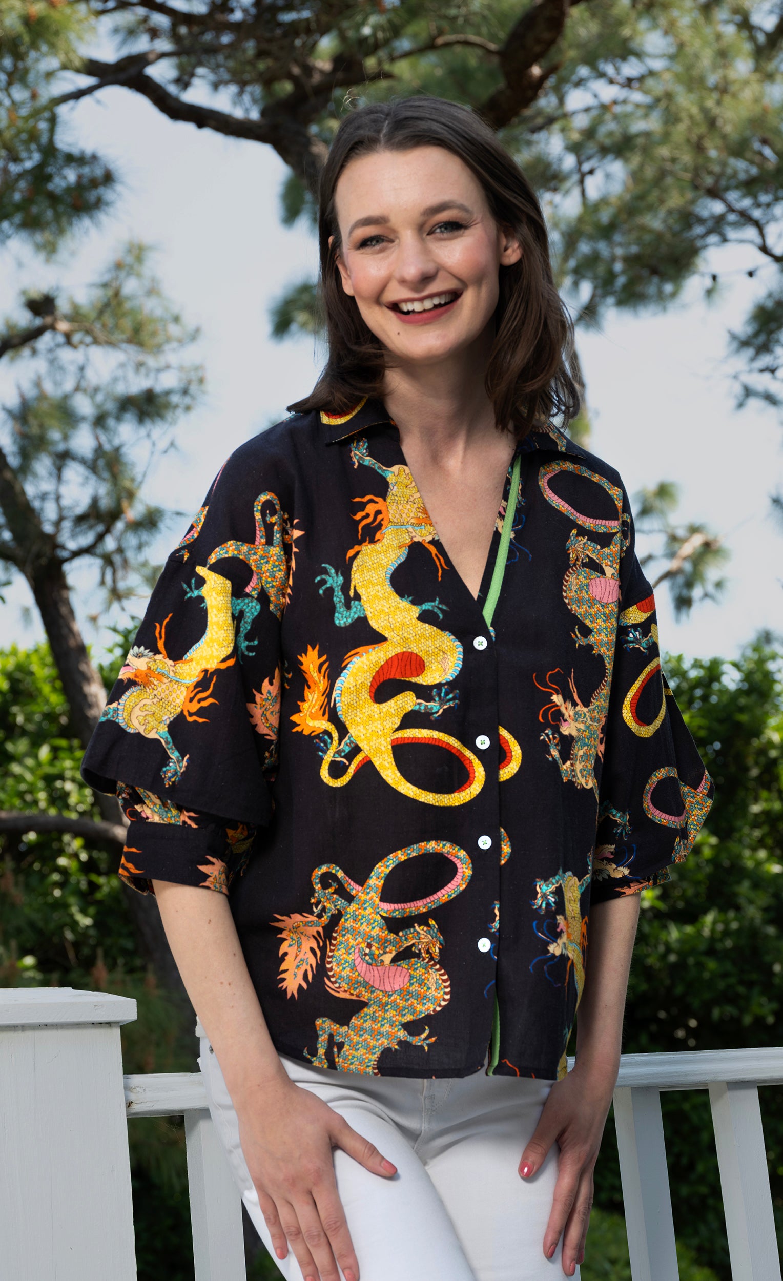 Milano Top Black Dragon Print – Dizzy-Lizzie