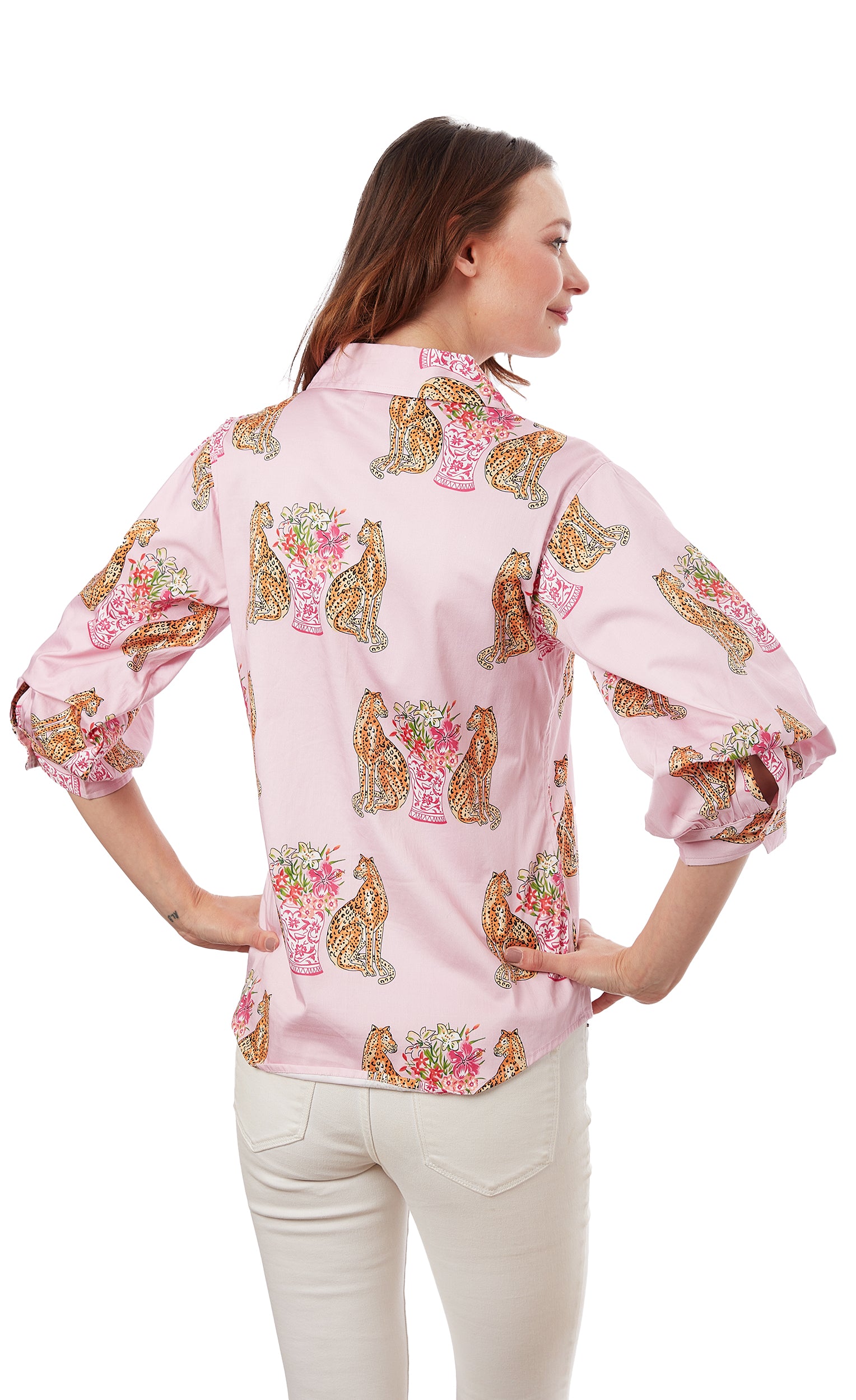 Puff Sleeve Top Pink With Cheetahs – Dizzy-Lizzie