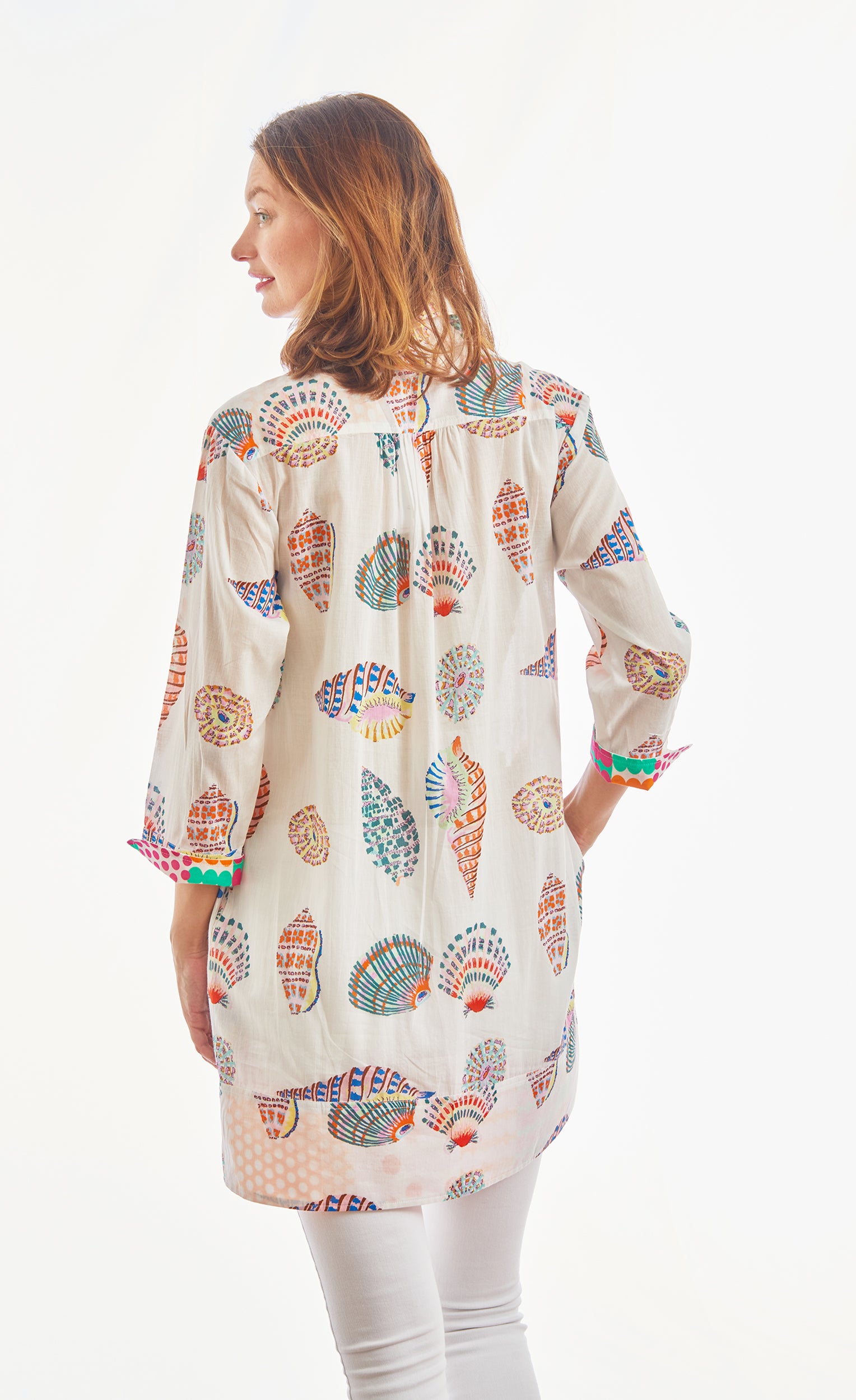 Vail Tunic Seashells Multi Colored In Voile – Dizzy-Lizzie