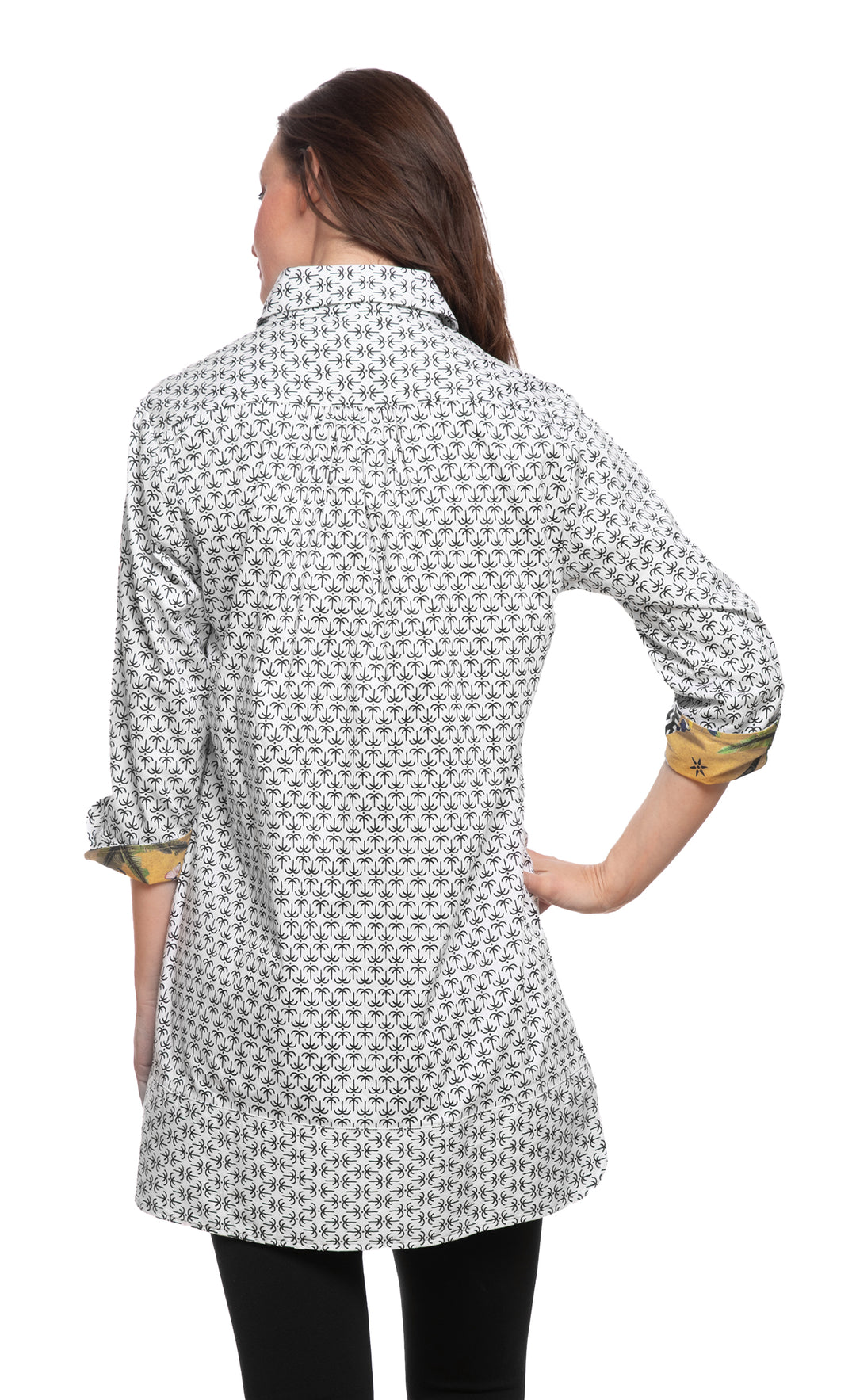 Vail Tunic Black/White Mini Palms Print