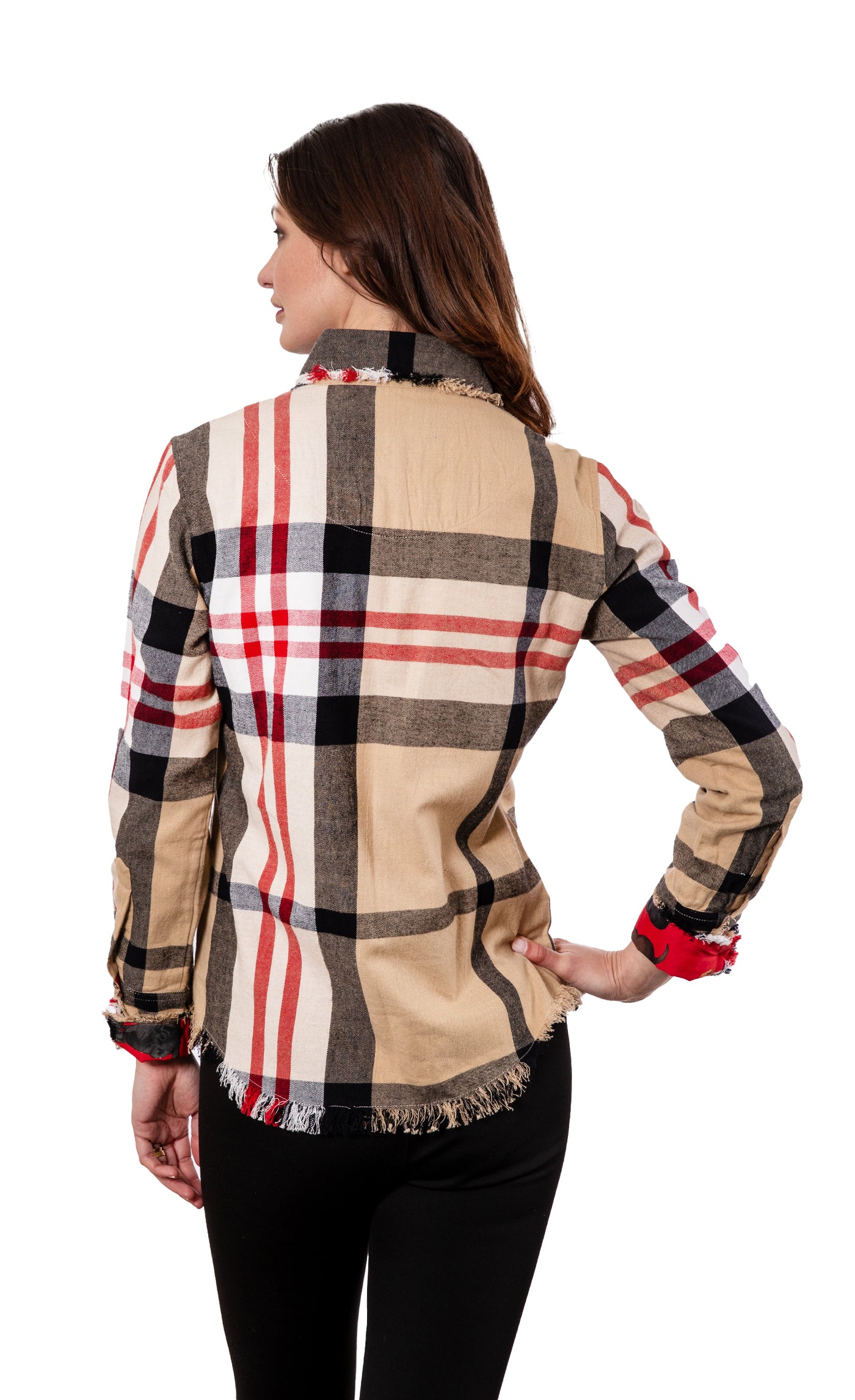 Cape Cod Tunic Khaki and Red Yarndyed Plaid