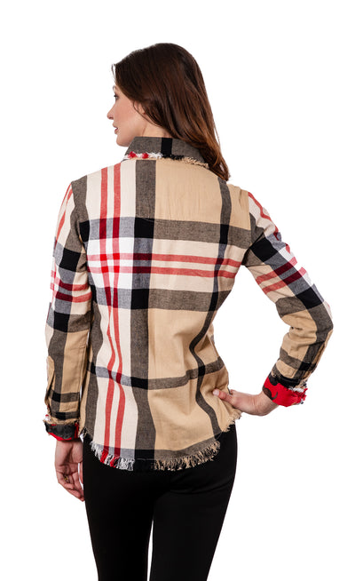 Cape Cod Tunic Khaki and Red Yarndyed Plaid