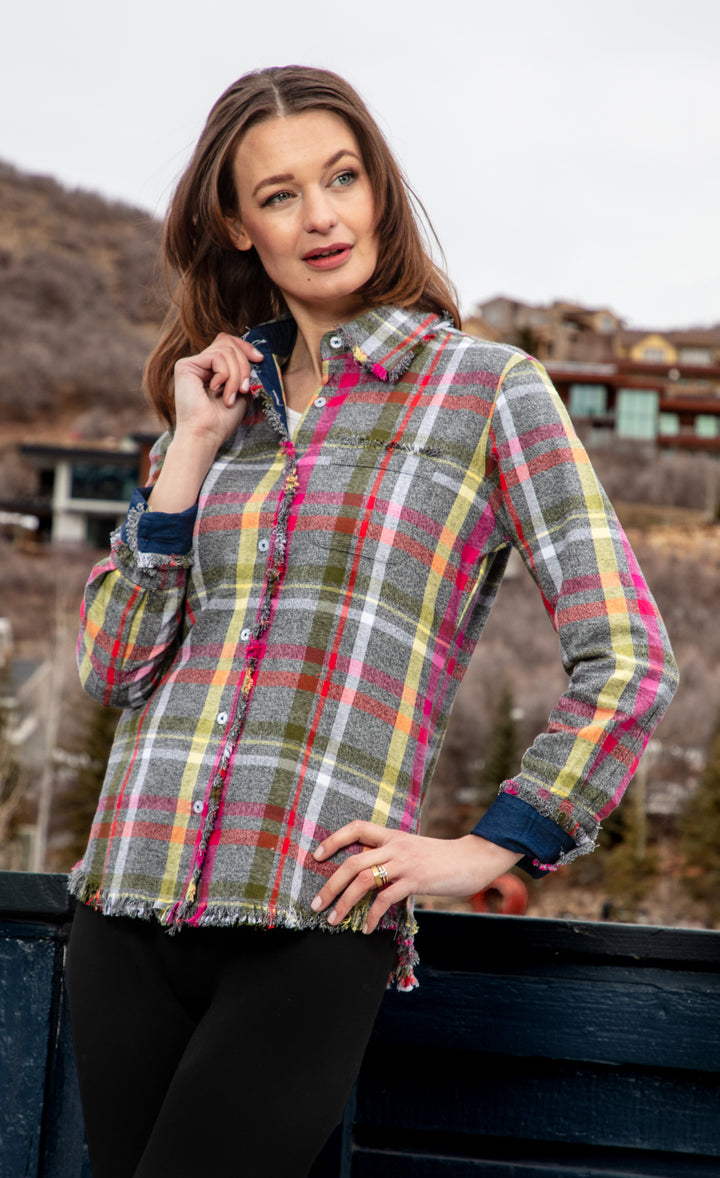 Cape Cod Tunic Grey Pink Flannel