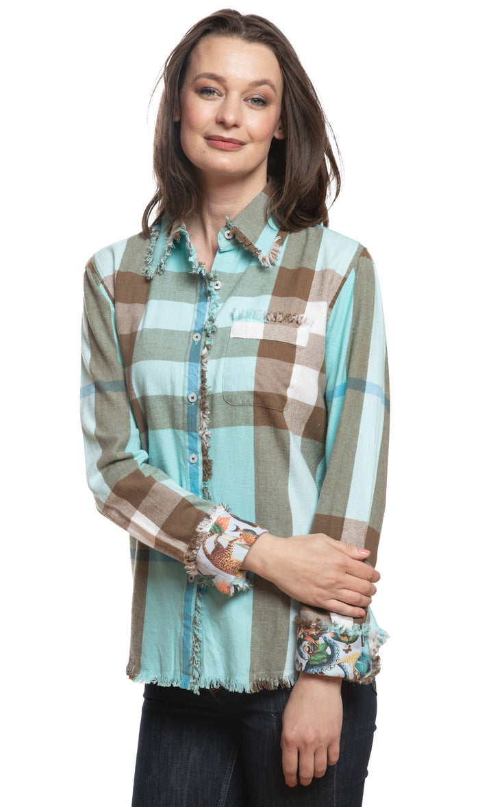 Cape Cod Tunic Turquoise Chocolate Plaid