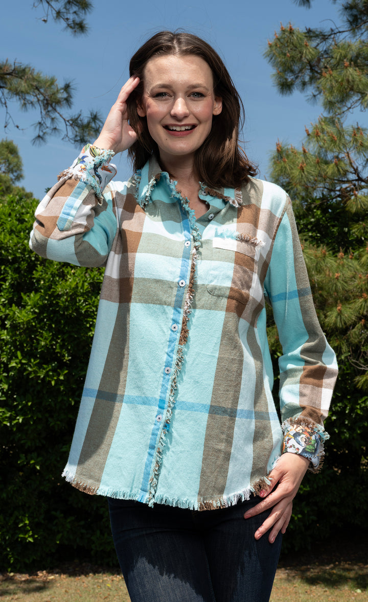 Cape Cod Tunic Turquoise Chocolate Plaid
